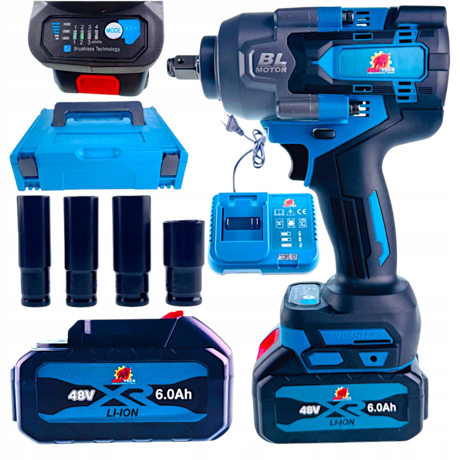 Výkonný Rázový Klíč Akumulátorový Šroubovák 1200 Nm 2X 48 V 1/2 Palce