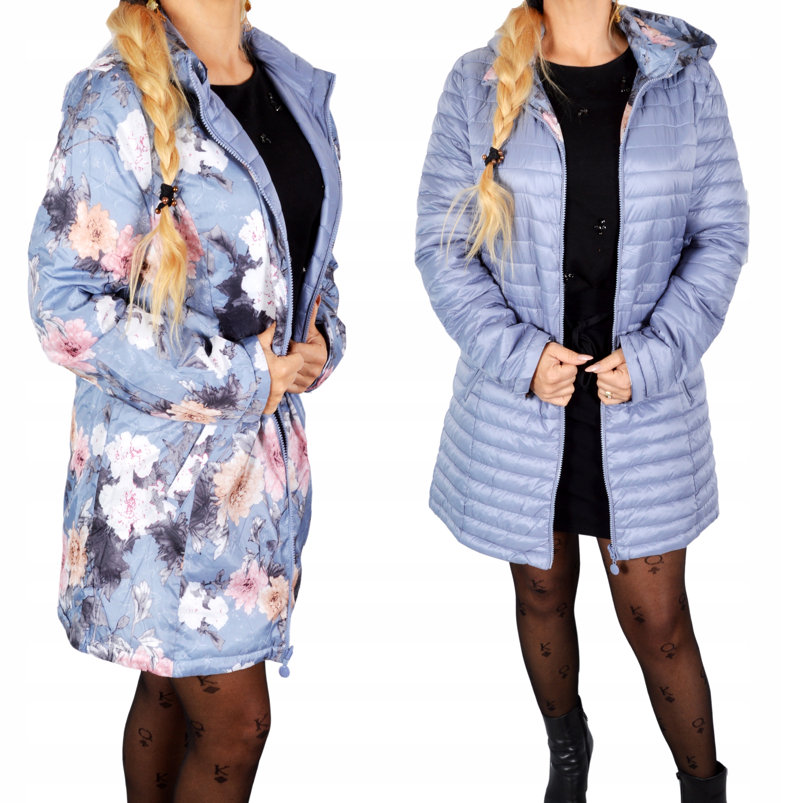 Płaszcz Pikowany kurtka damska dwustronna PlusSize