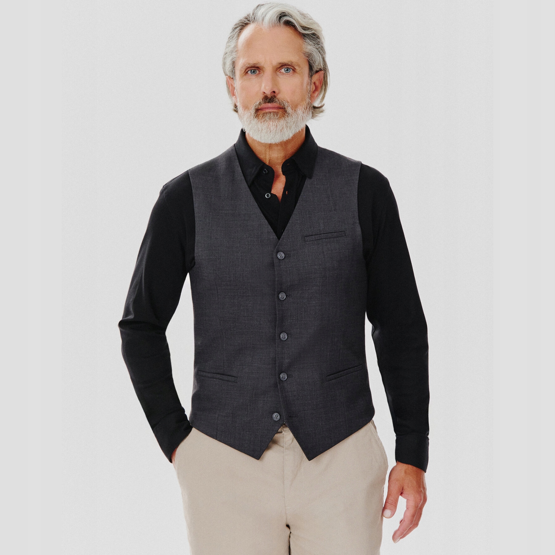 Tmavě šedá jednořadá pánská vesta Pako Lorente vel 52