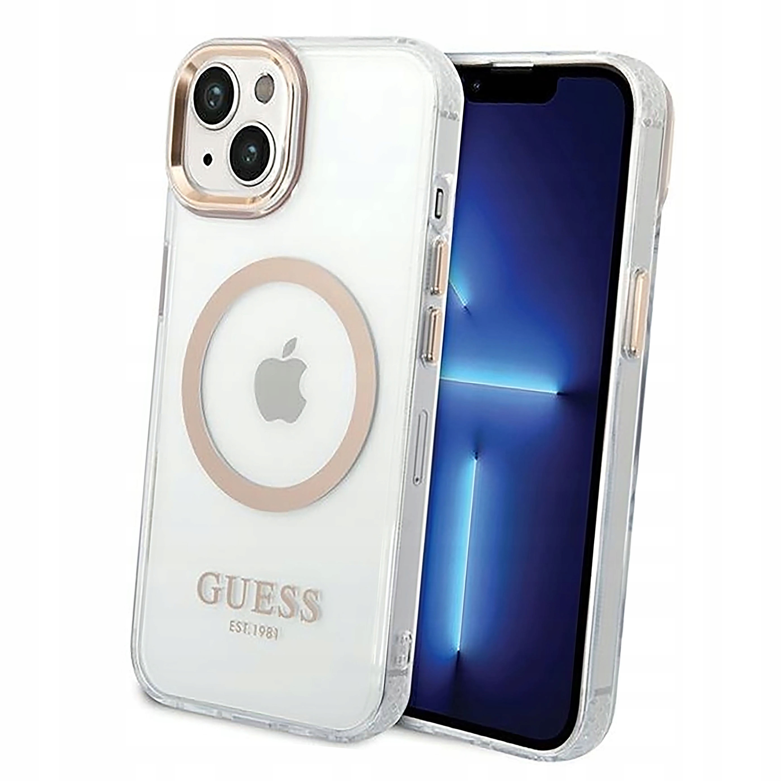 Plecki Etui Guess Metal Outline MagSafe do iPhone 15 Plus 14 Plus