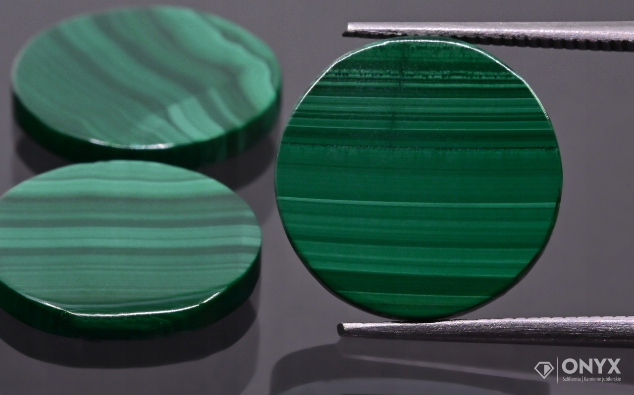 Malachit mělký kulatý fi 18 mm