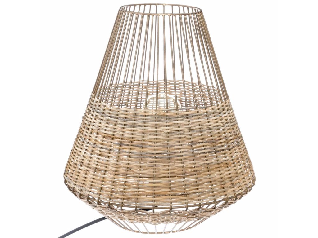 Prútená a kovová lampa, Cheraw, 33 cm, béžová