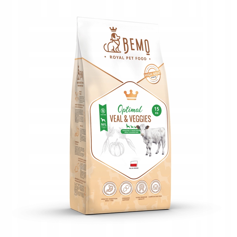 Levně Bemo Optimal Veal telecí maso se zeleninou M/L 15 kg