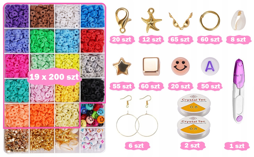 ZESTAW KORALIKÓW DO ROBIENIA BRANSOLETEK KREATYWNY Kod producenta TH457