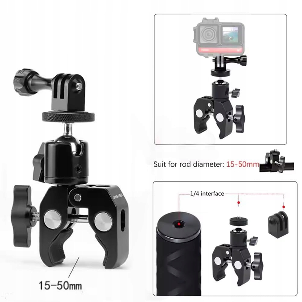 INSTA360 Uchwyt Do Kamery Akcji Magiczne Ramię 360 Stopni Aluminiowy Montaż — miniatura 2
