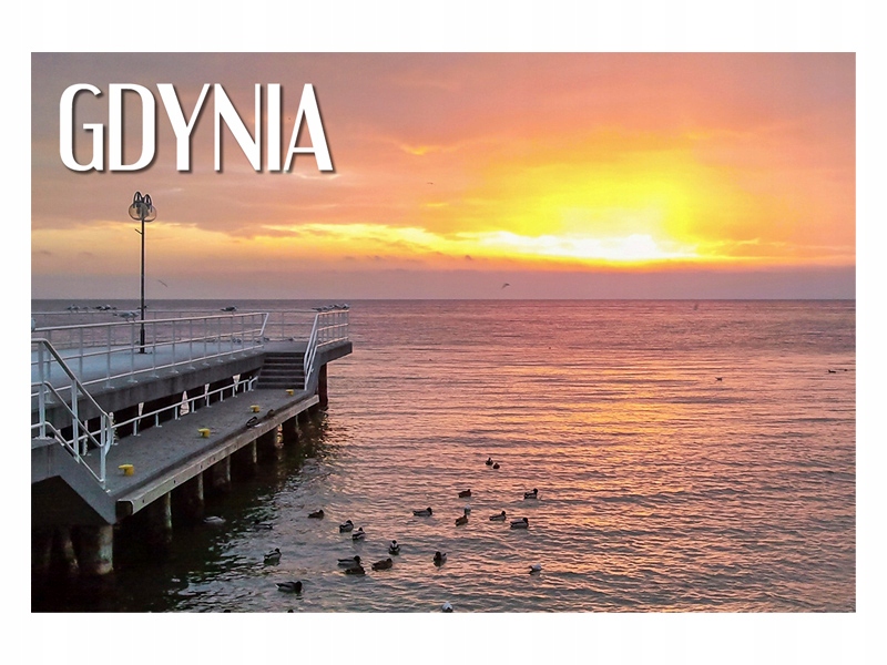 GDYNIA - Molo - Zachód Słońca - Magnes na lodówkę