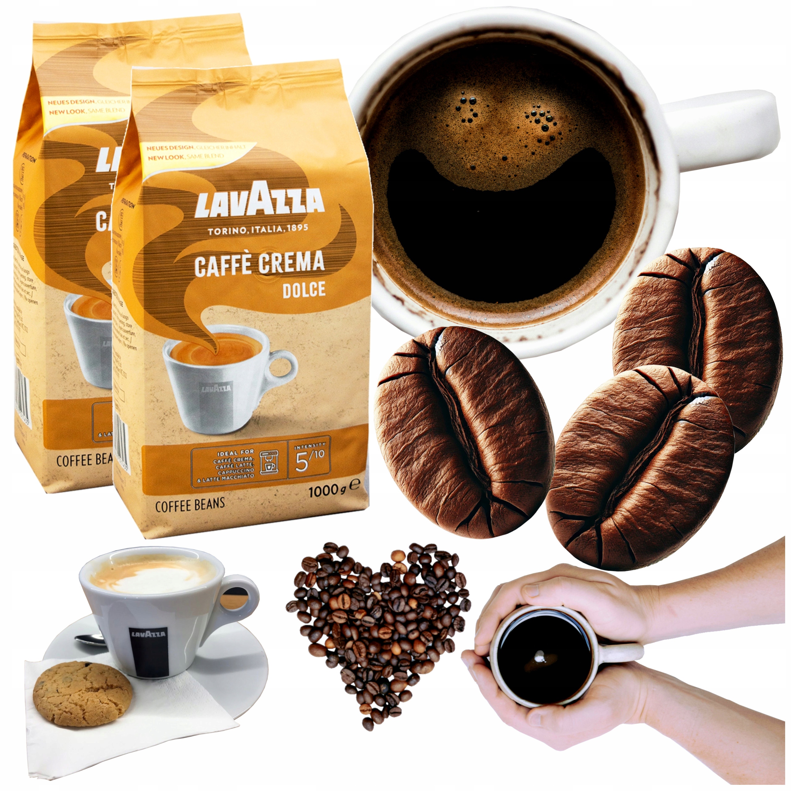 Kawa ziarnista Lavazza 1kgx2 Caffe Crema Dolce mieszana arabica robusta 2op