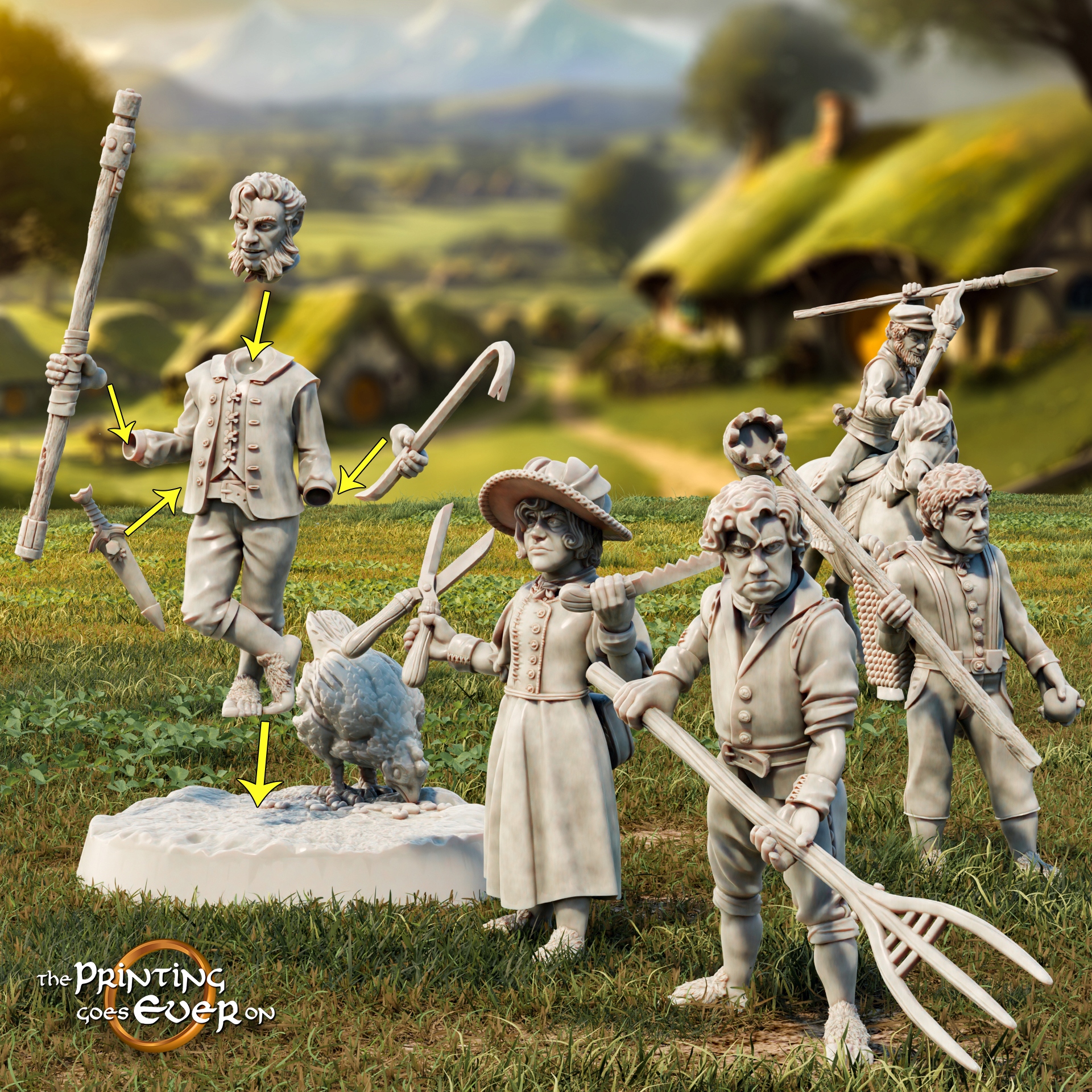 Modular Halfling Commoners x5 The Printing Goes Ev