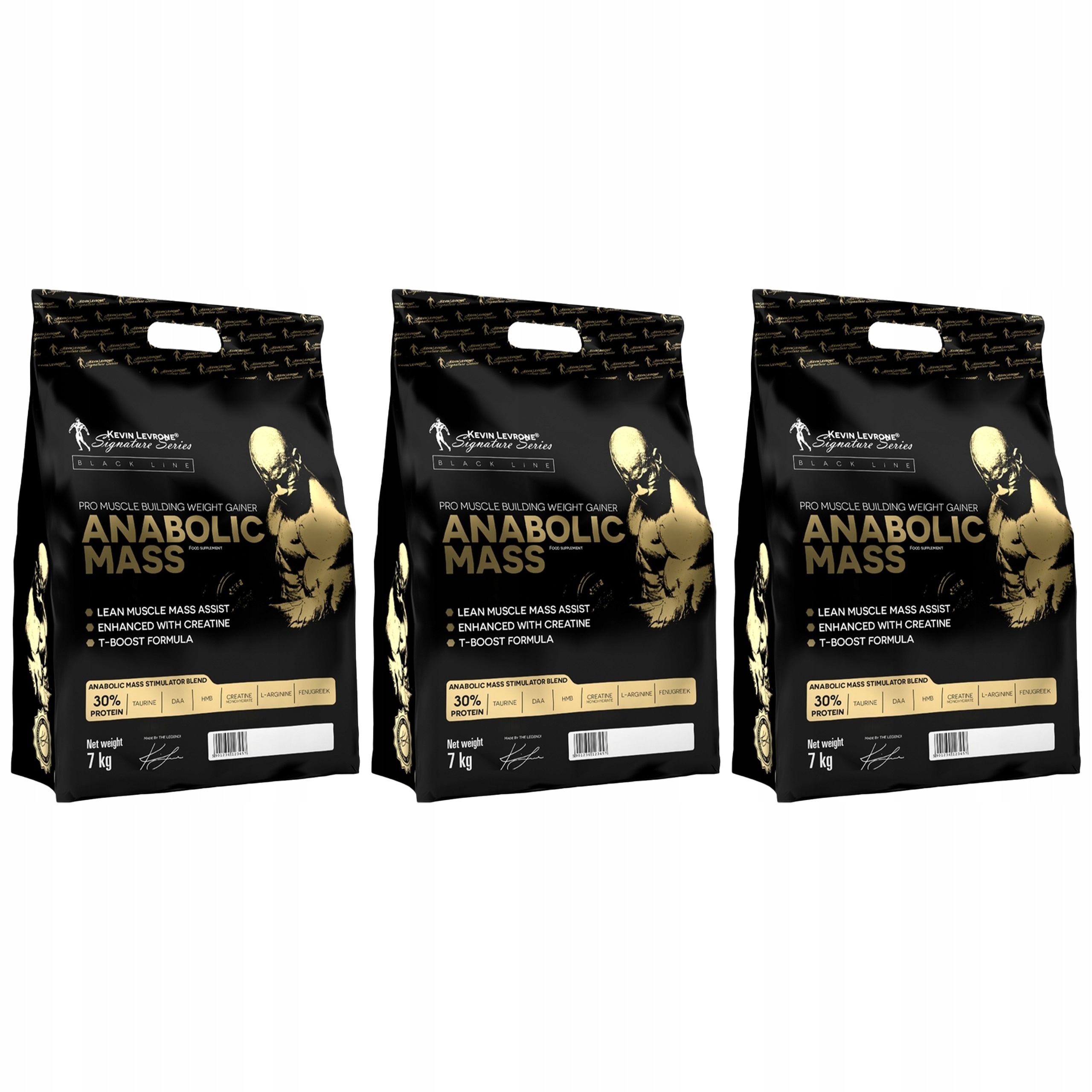 3x Kevin Levrone Anabolic Mass 7 kg Gainer Kreatin T-Boost protein