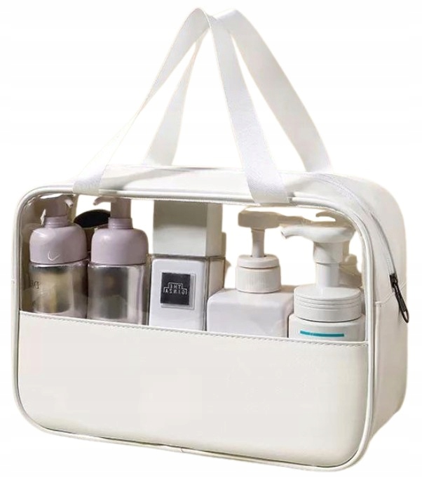 Duża Kosmetyczka kuferek wodoodporna przezroczysta Kolor biały