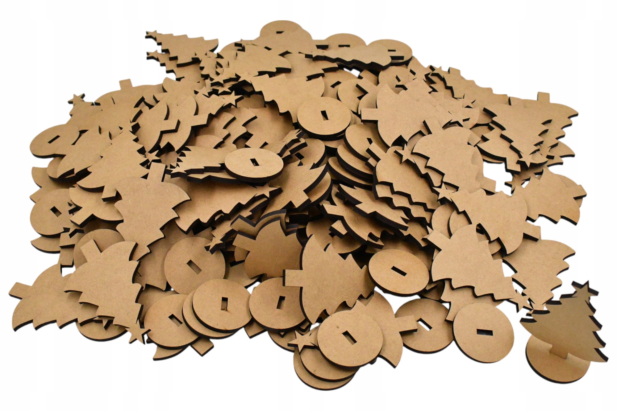 Dřevěný Vánoční Stromek Mdf 100 Ks 11x7,5cm na podstavci Diy ozdoba