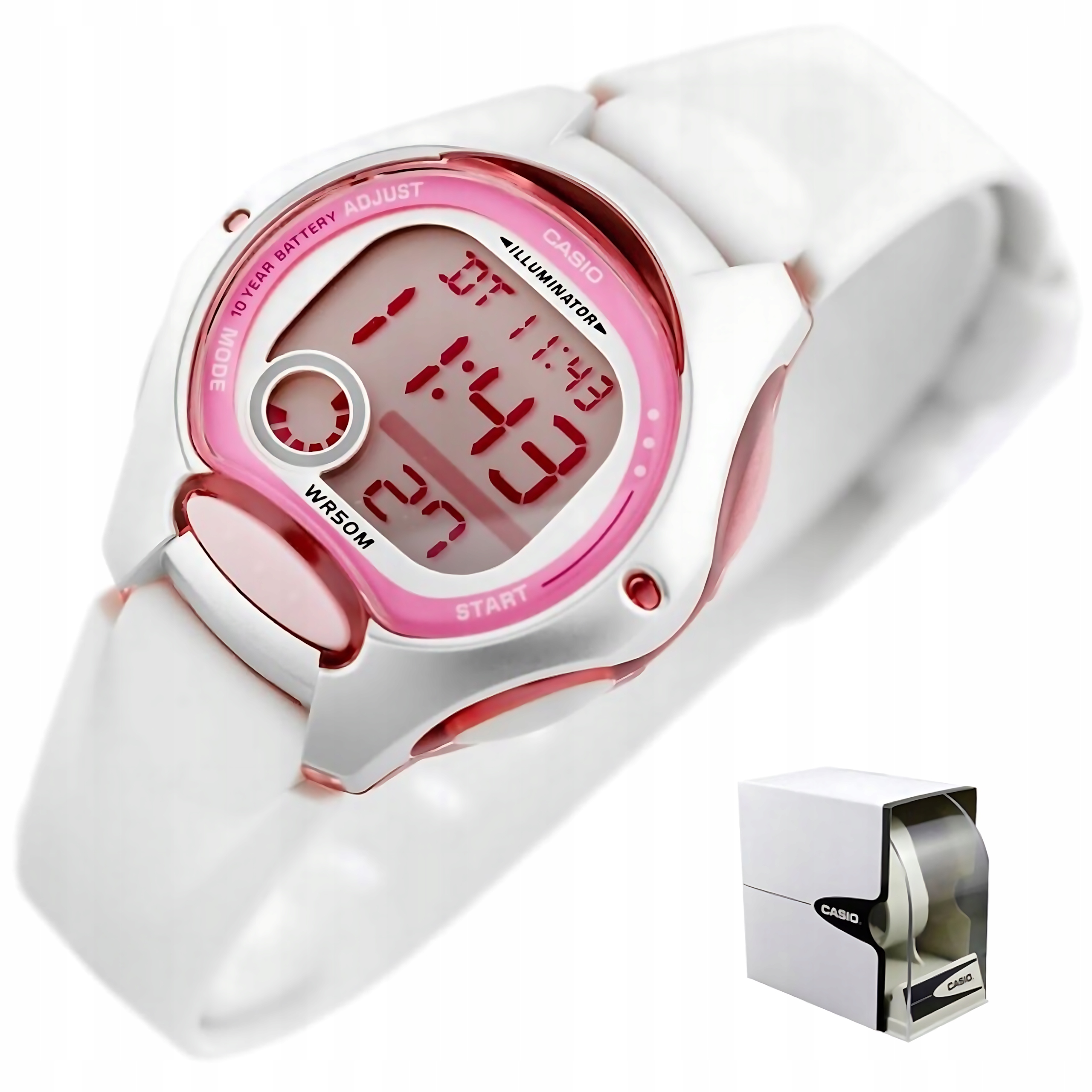 Dětské hodinky Casio LW-200-7A Sportovní Bílá Růžová WR50 Led Krabička