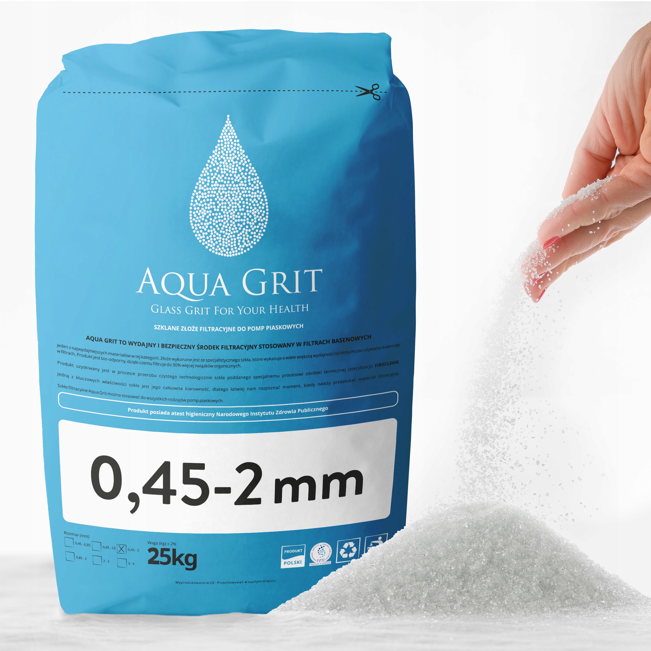 Filtračné Sklo Lepšie Ako Piesok Aqua Grit Atest Pzh 25 kg