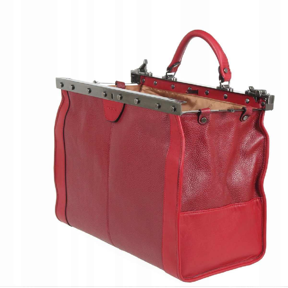 Kufer lekarski podróżny szlachetna skóra licowa bordo KATANA Kolor czerwony