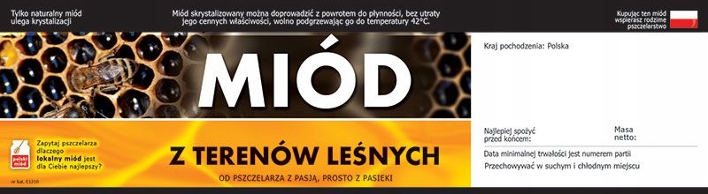 

Etykiety na miód z terenów leśnych z kontretykietą