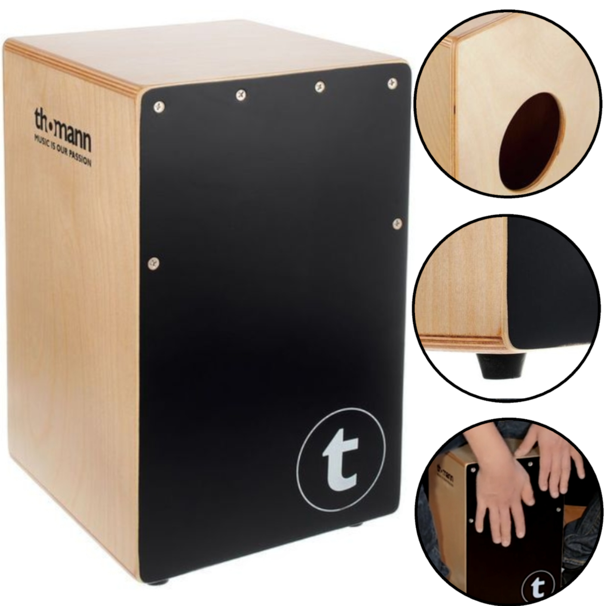 Junior 4 Cajon 37 x 23 x 24 cm Korpus brzoza, płyta blackwood Thomann