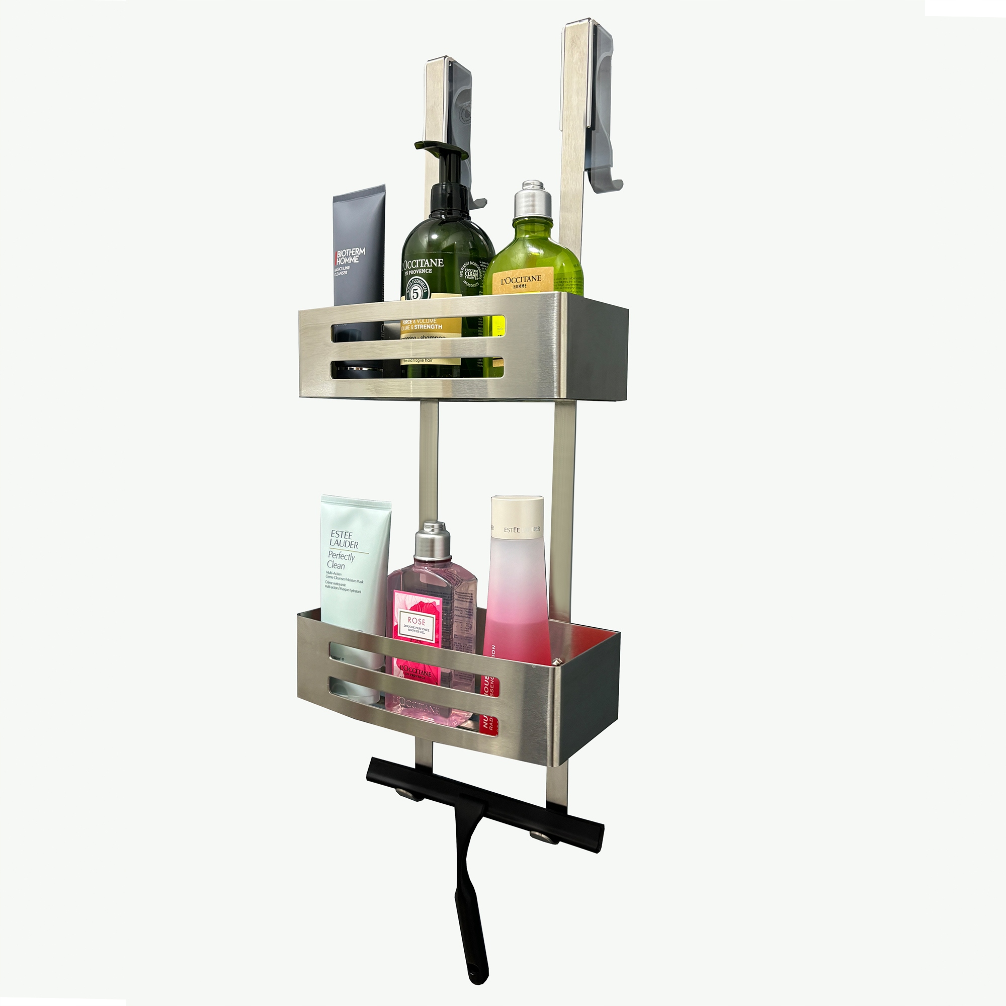 Koupelnová Polička pod sprchou do koupelny závěsná-nerezová ocel-stříbrná