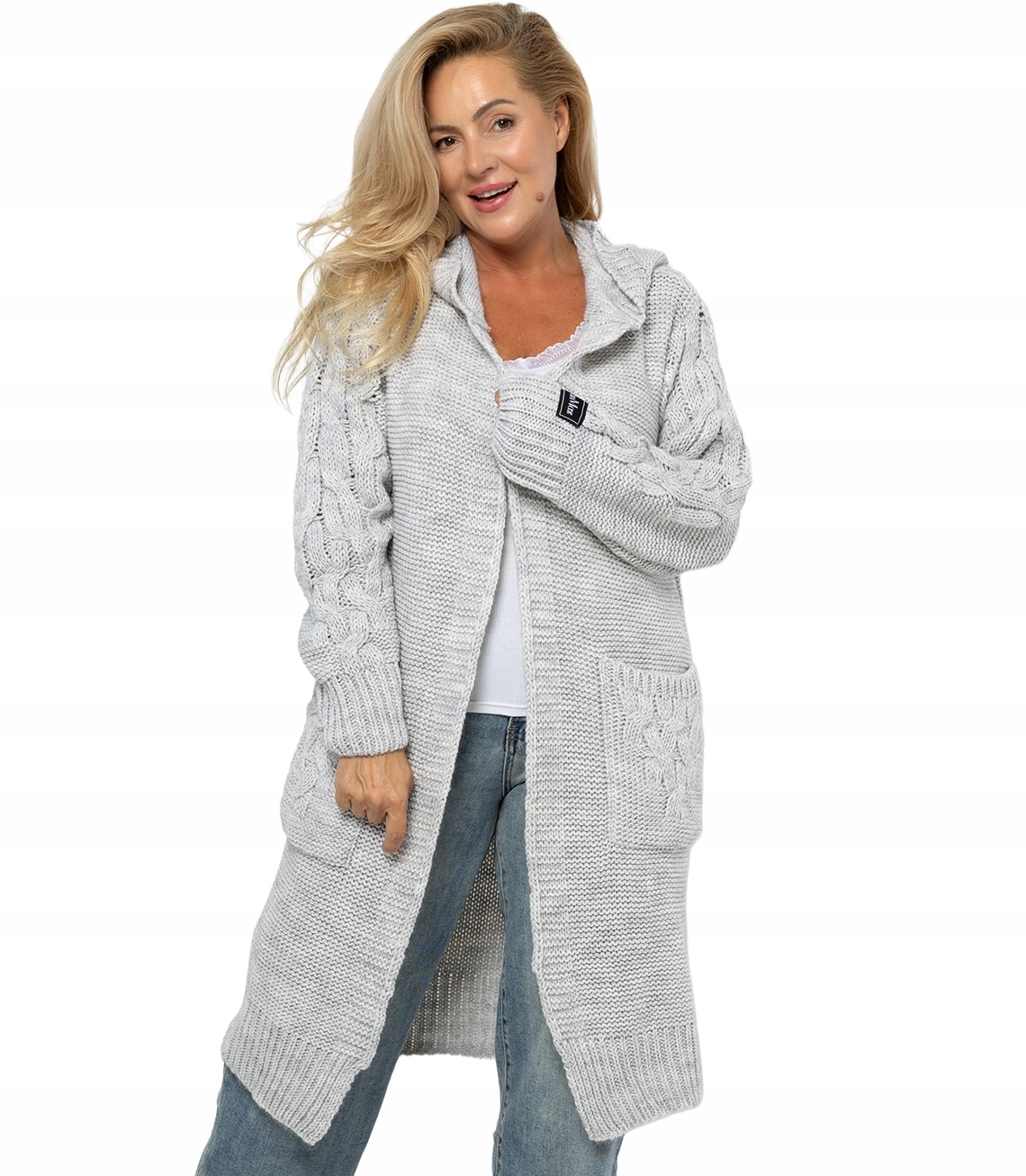 Dlouhý dámský kardigan s kapucí oversize, vlněný Agrafka unisize