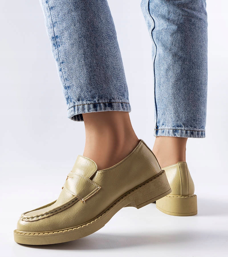 Zielone mokasyny na grubej podeszwie MP302 41 Płeć kobieta