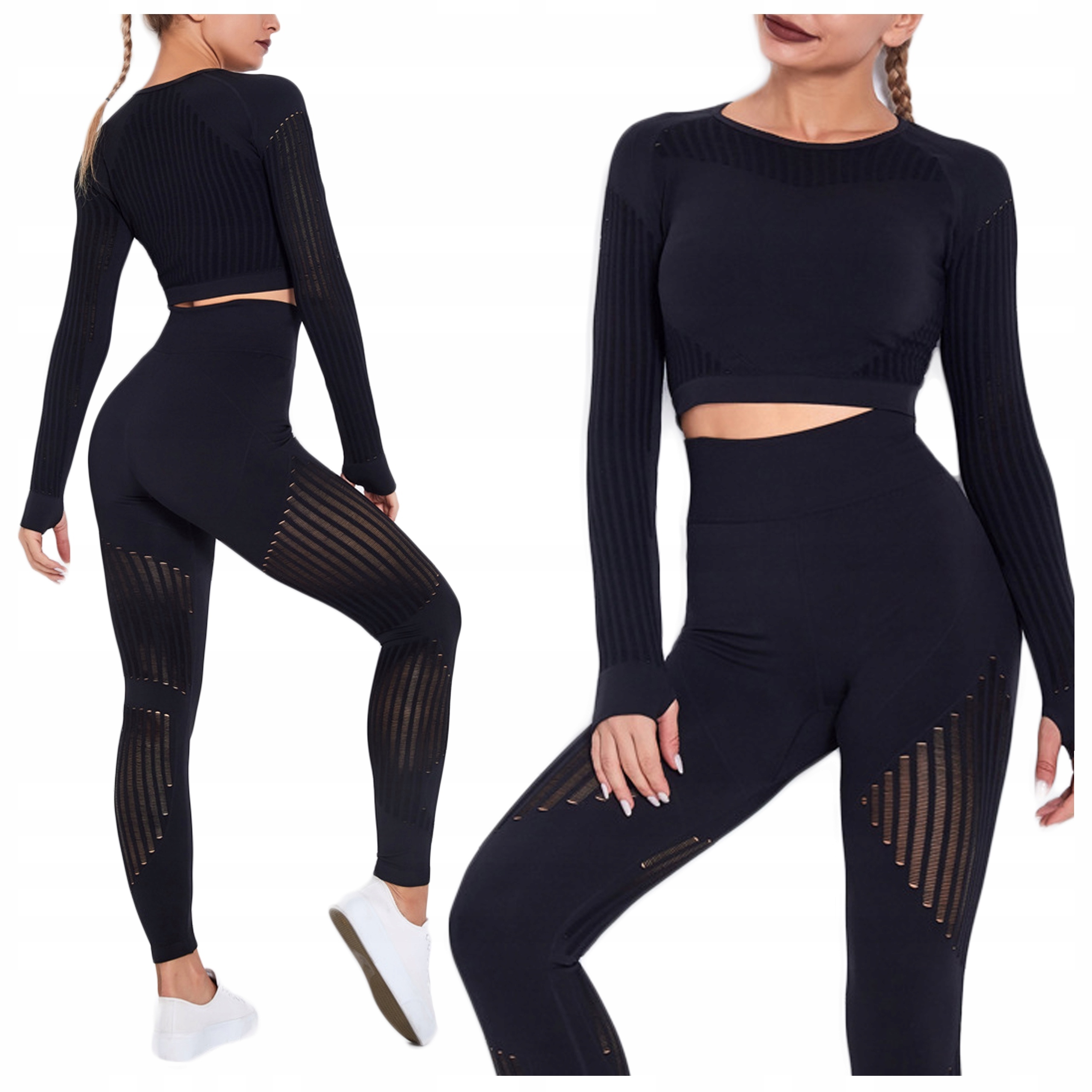 Komplet Sportowy legginsy bezszwowe Wysoki Stan