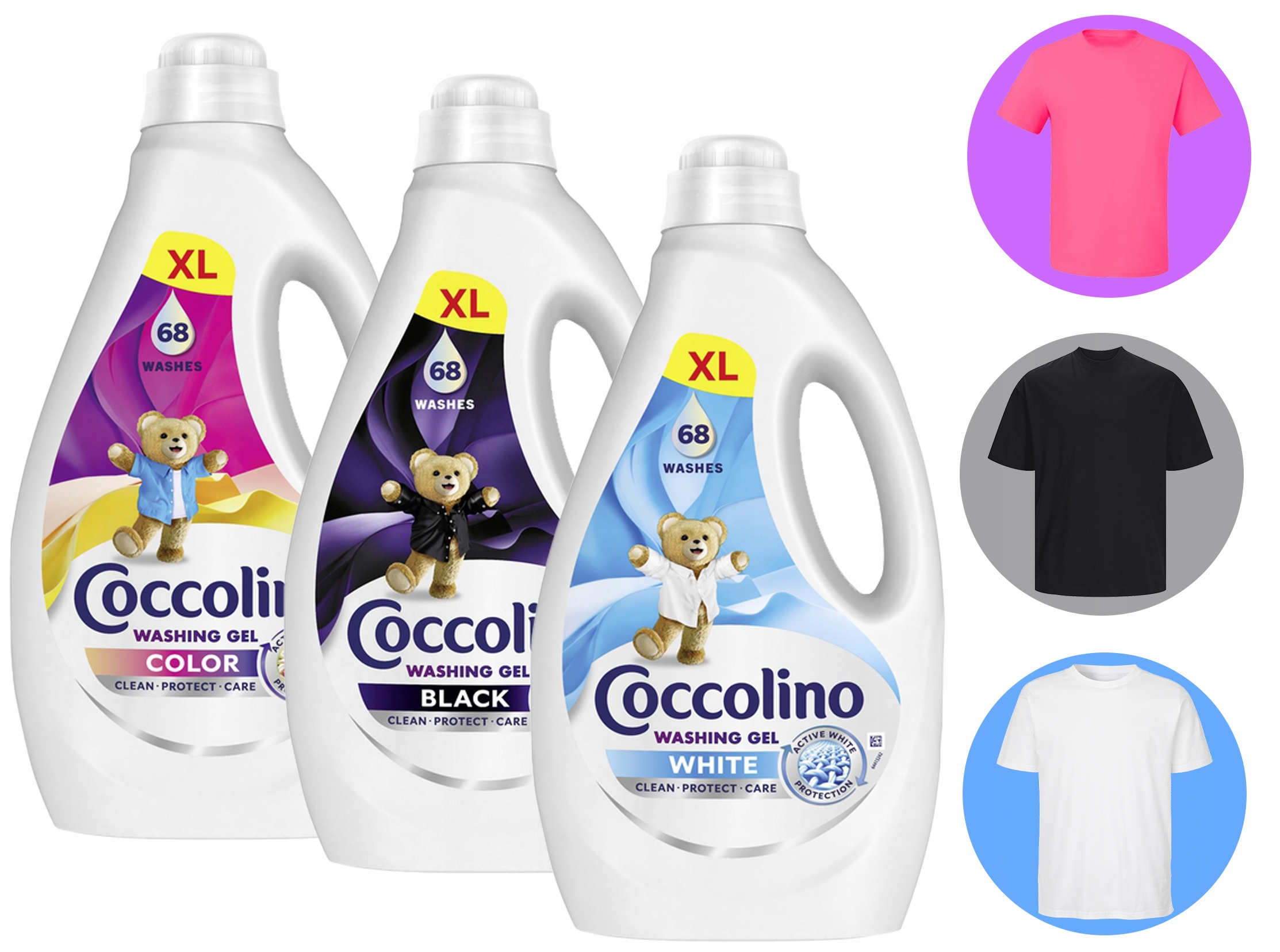 Zestaw Coccolino XL Żel Do Czarnych Kolorowych I Białych Tkanin 3x2,72L
