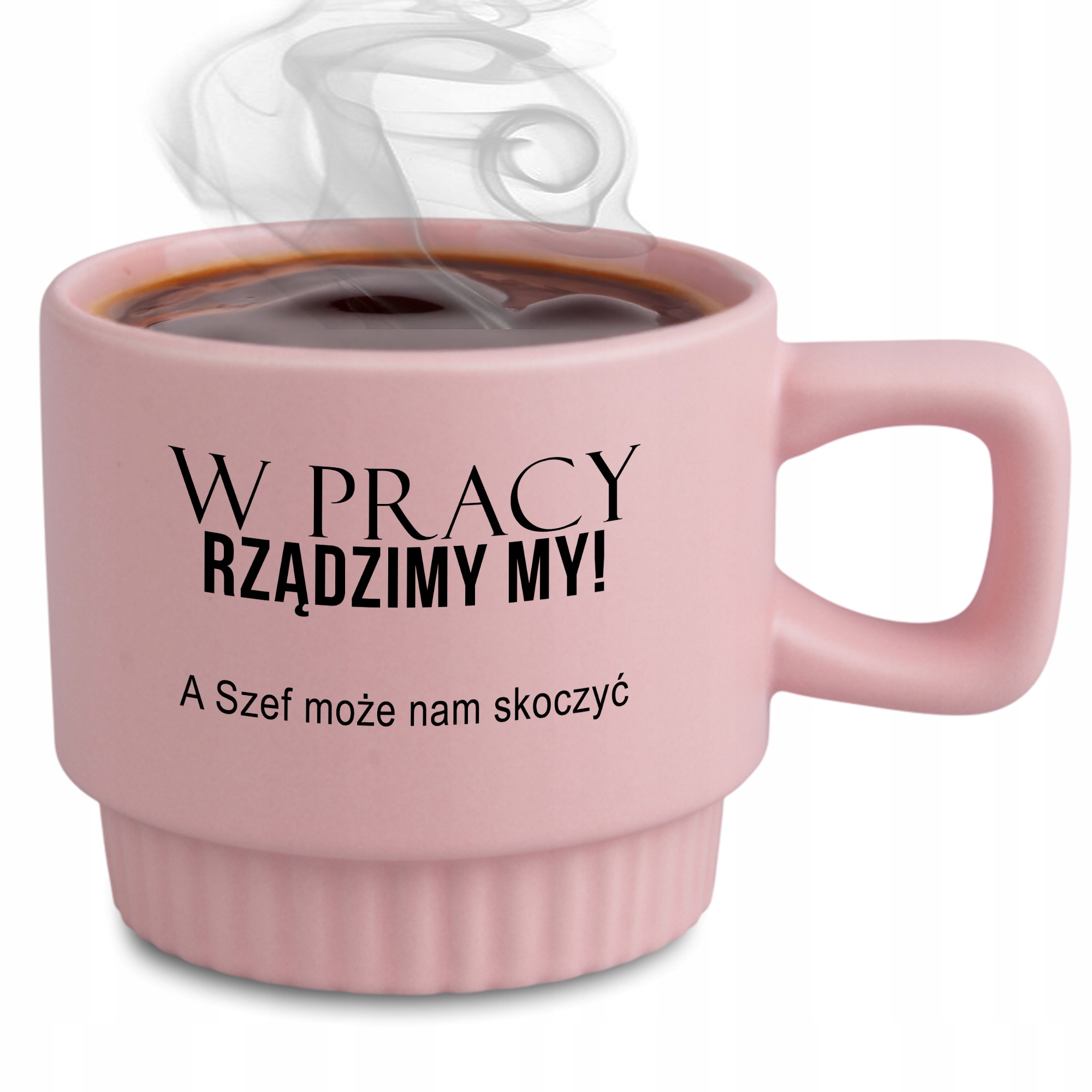 Ryflovaný hrnek Růžový Vládneme V Práci Na Odchod Změna práce Povýšení
