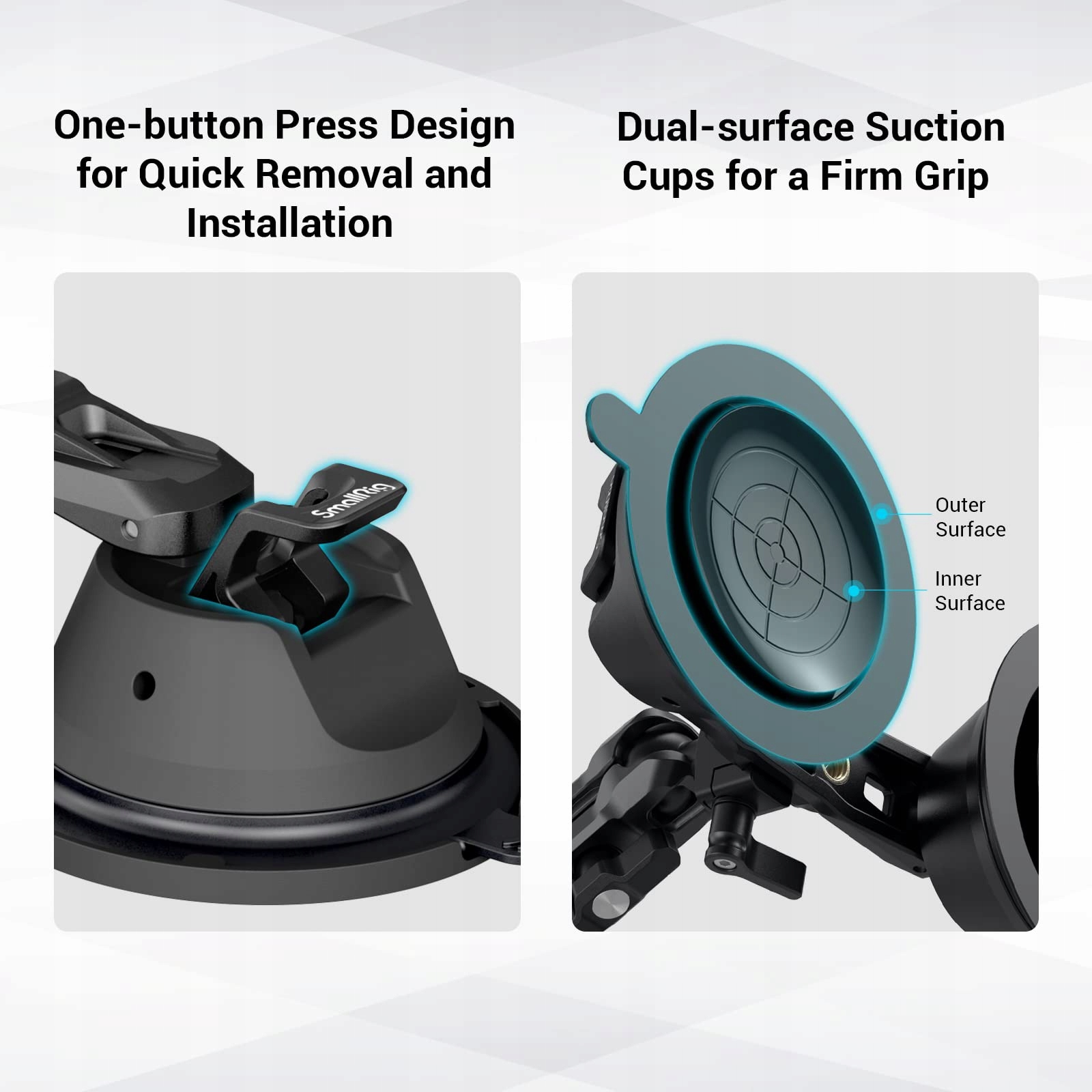 SMALLRIG Uchwyt Przyssawkowy Do Kamery GoPro Okno Samochodu DSLR 3 kg — miniatura 3