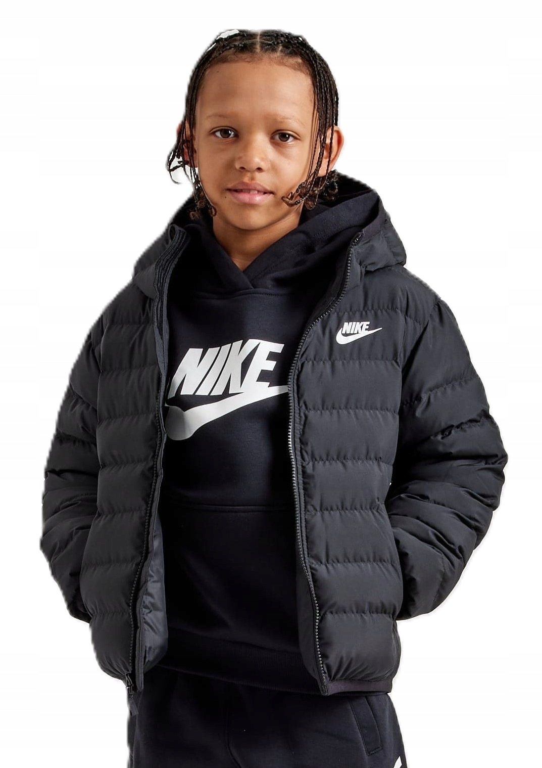 Młodzieżowa kurtka zimowa Nike Lekka Puchowa z kapturem w luźnym kroju r.M