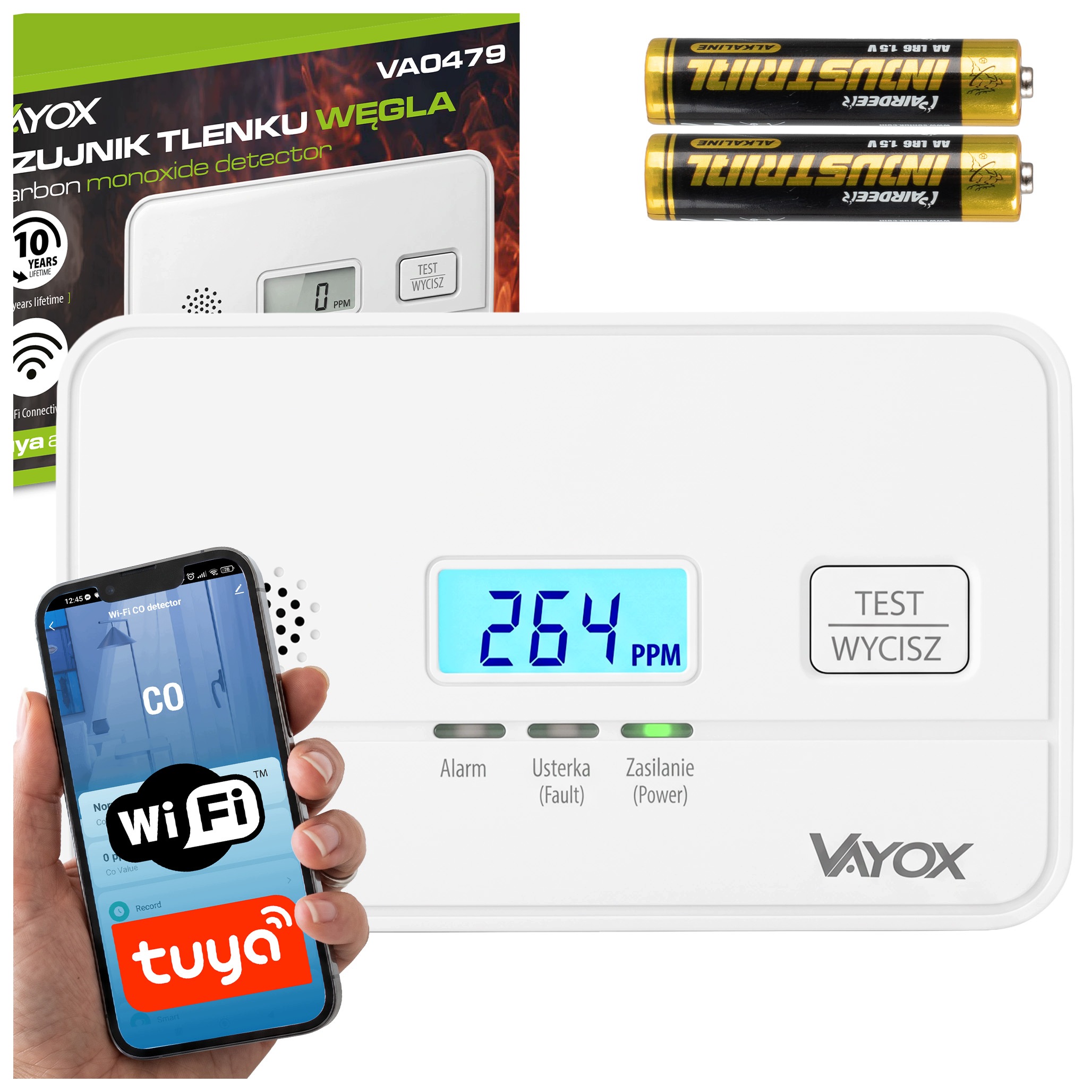 Detektor Oxidu Uhelnatého Detektor Oxidu Uhelnatého Wifi Tuya 10 Let Živostnosti Smart Vayox