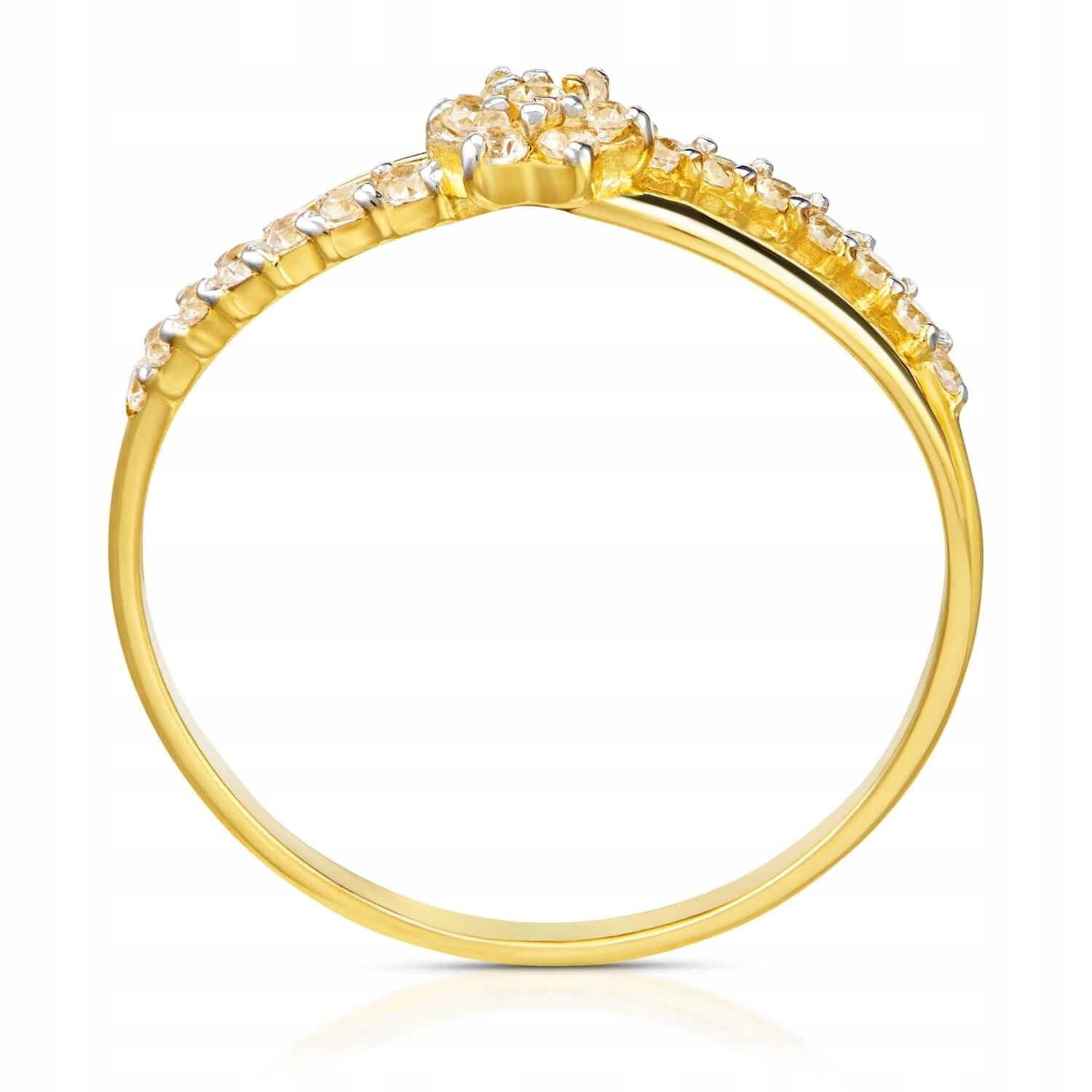 Tenký prstýnek s květinou a zirkony 585