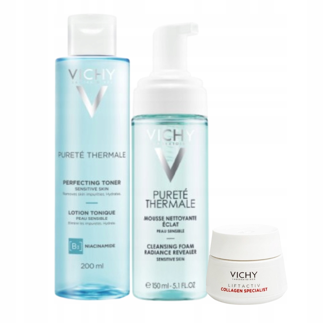 Vichy Pureté Thermale Zestaw oczyszczająca pianka 150ml Tonik 200ml