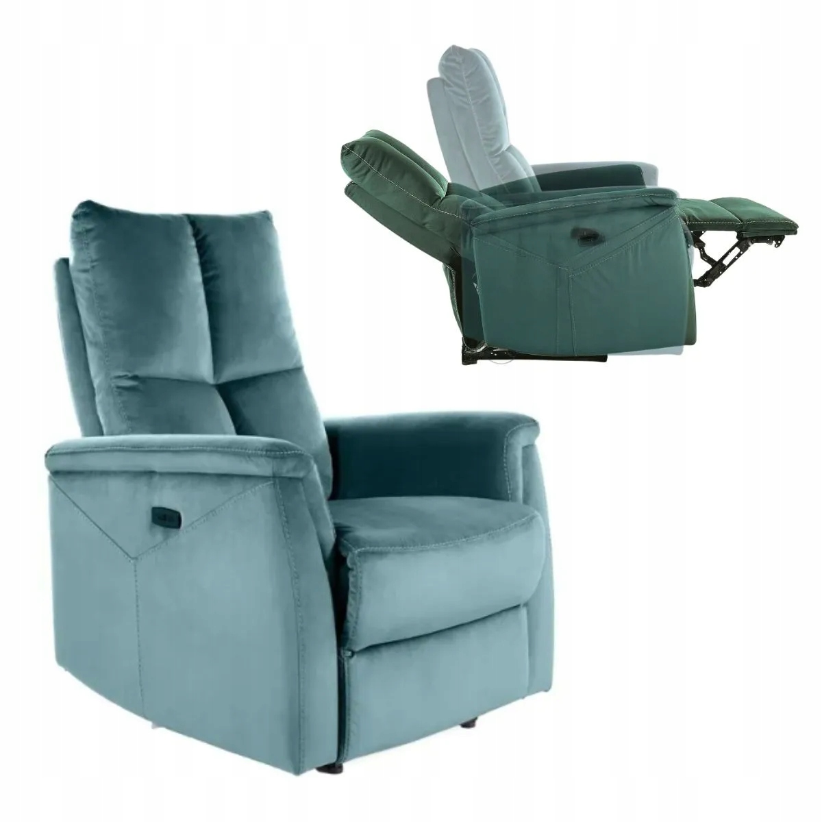 FOTEL ROZKŁADANY NEPTUN VELVET ZIELONY BLUVEL 78