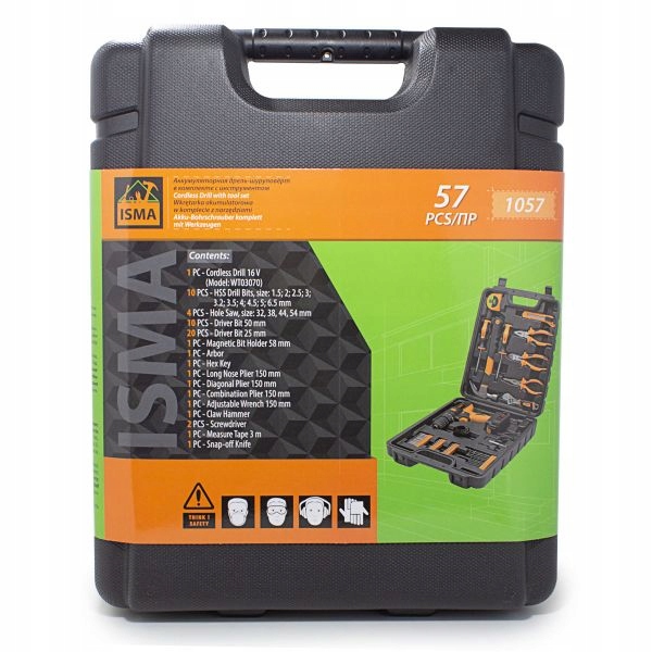 ZESTAW KOMPLET NARZĘDZIOWY NARZĘDZIA Z WKRĘTARKĄ 57 EL WALIZKA WIERTŁA BITY Liczba elementów zestawy