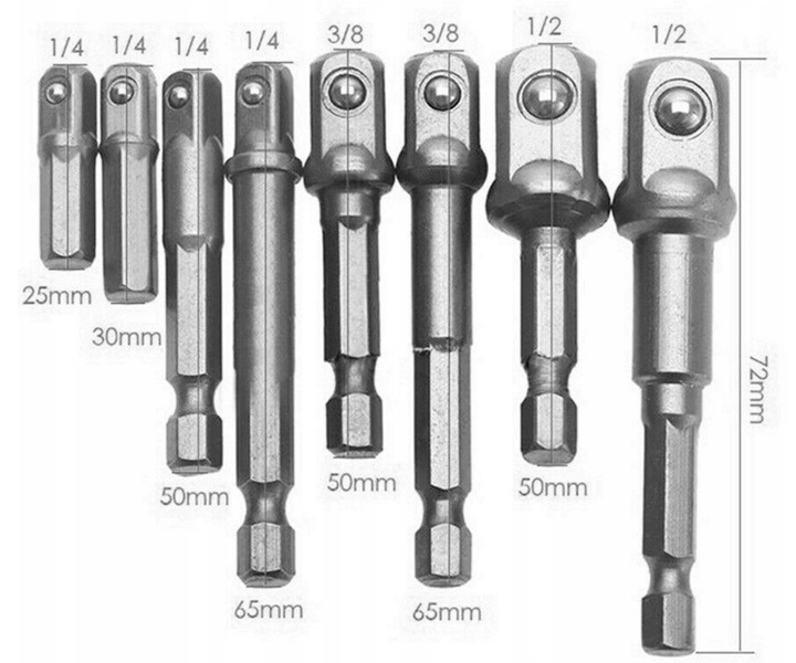 

Redukcyjne Adaptery Wkrętarki Nasadki 1/4 3/8 1/2