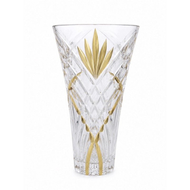 Skleněná váza Prestige Melodia Gold Fan 300 mm se zlatým zdobením