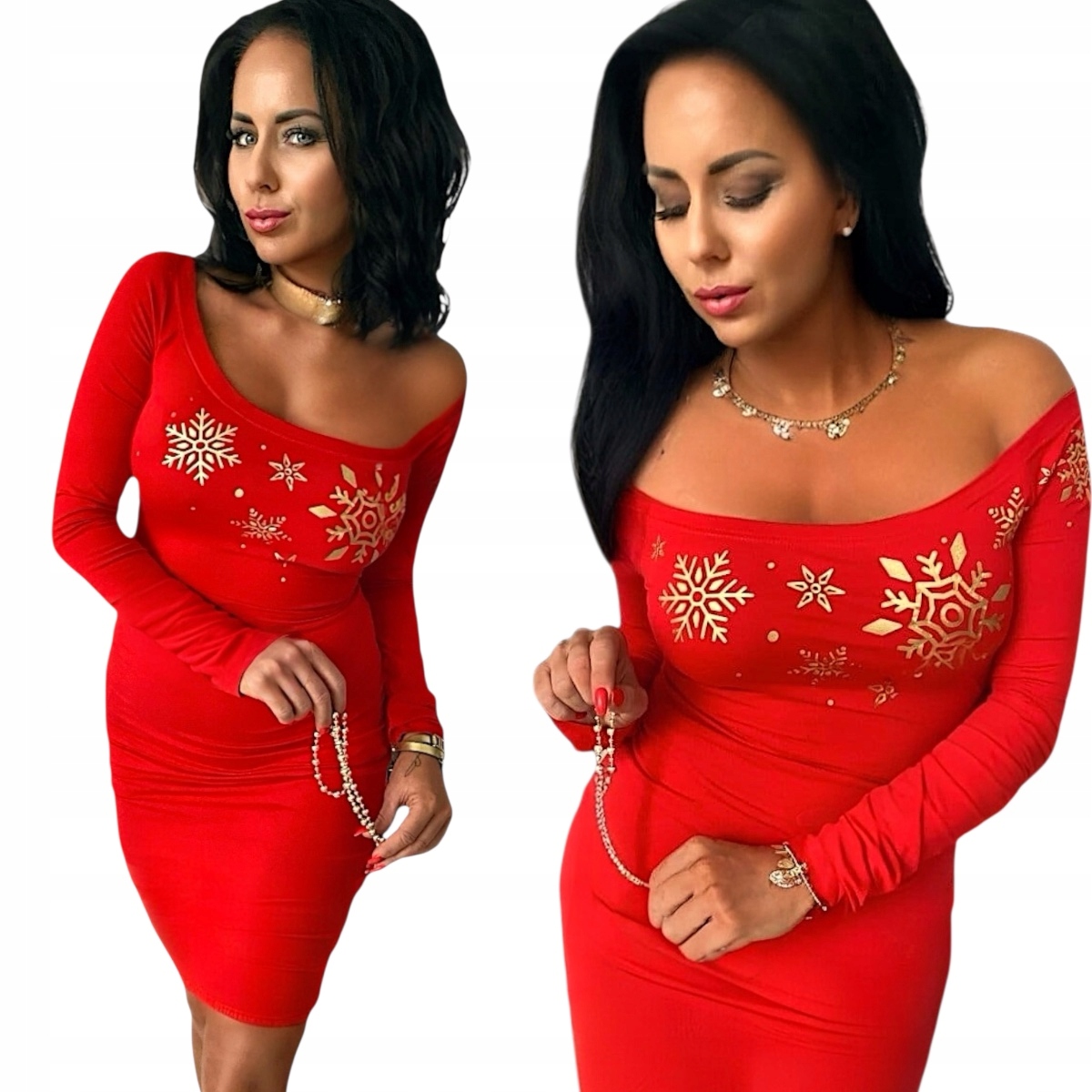 Elegantní Šaty, sexy, elastické, vhodné na Vánoce, velikost M 38