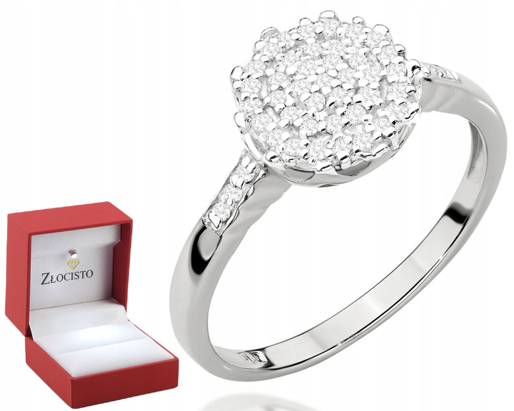 Bílé Zlato Prstýnek S Diamanty Gravírování 585 Bonus Dárek