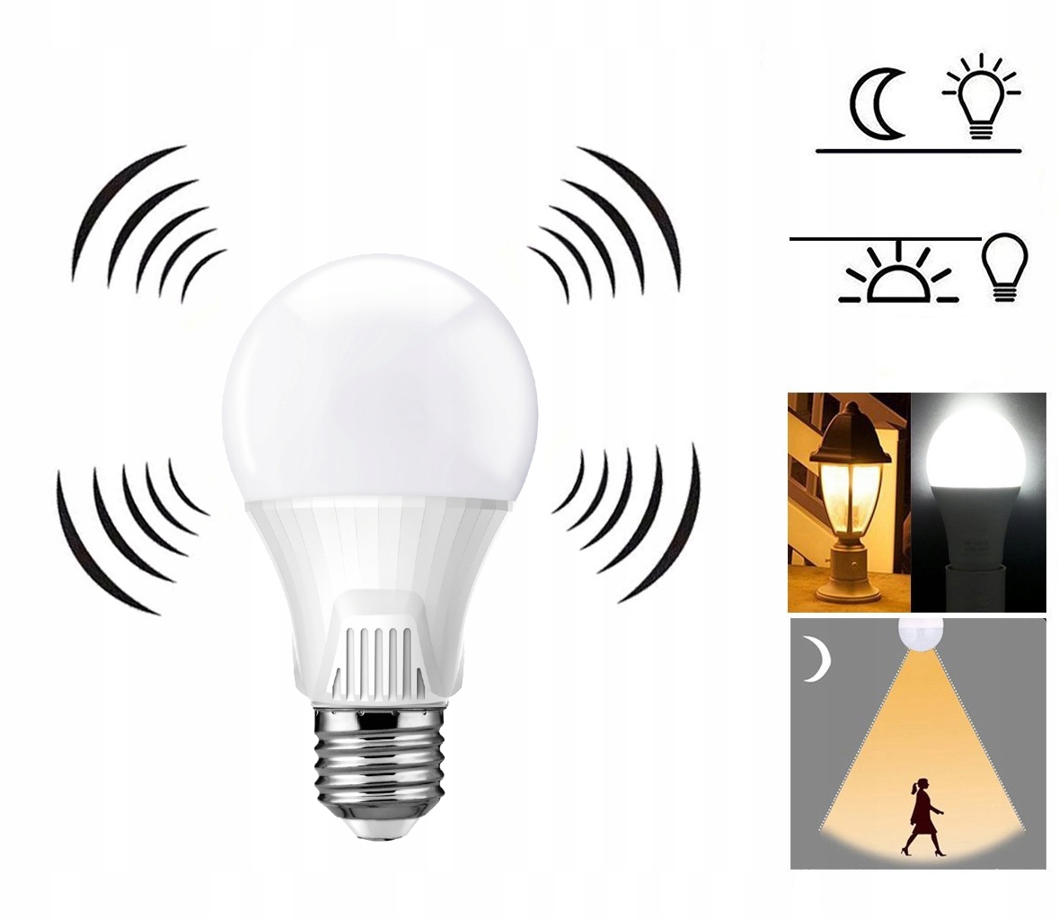 3x Żarówka LED 9W Czujnik Ruchu Zmierzchu 4000K Kod producenta KB2739+X3