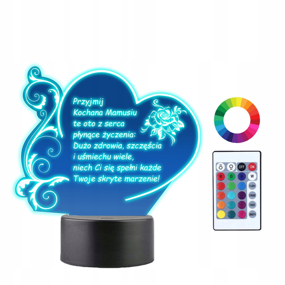 

Lampka Led 3D na Dzień Matki Grawer Imię