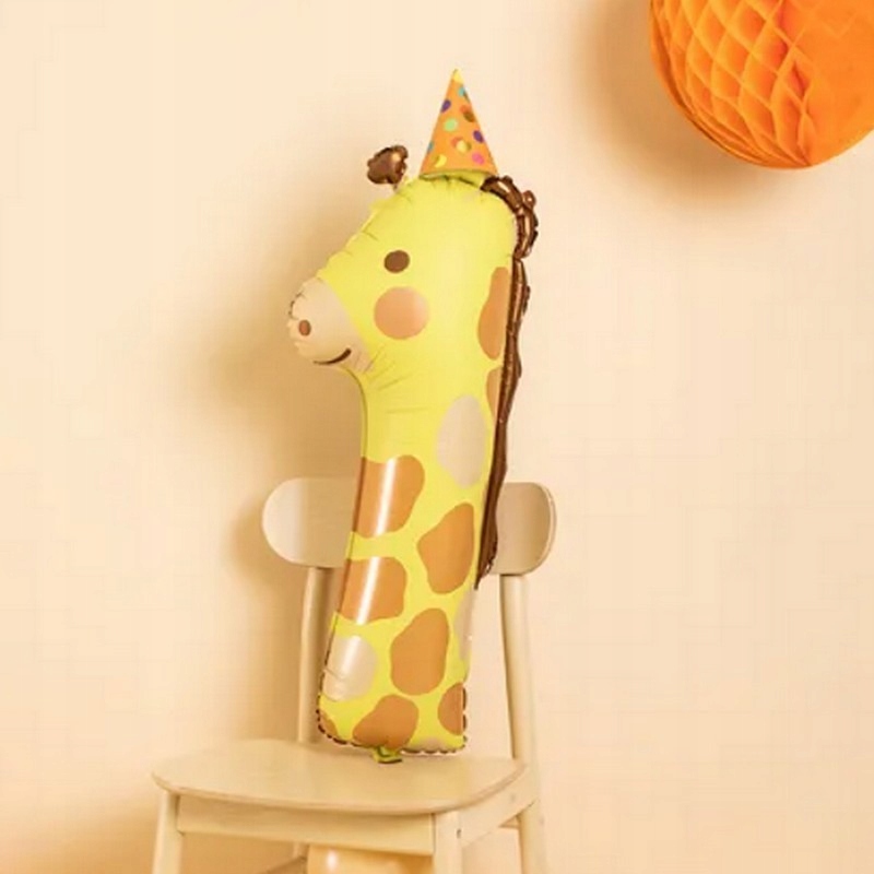 BALON na Roczek foliowy Cyfra 1 Żyrafa 90cm Marka Party deco