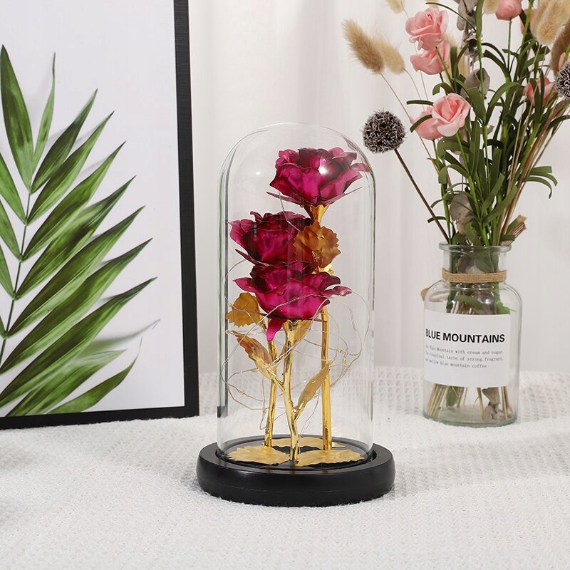 WIECZNA RÓŻA W SZKLE ŚWIECĄCA LED POMYSŁ NA PREZENT WALENTYNKI KOLORY Marka inna