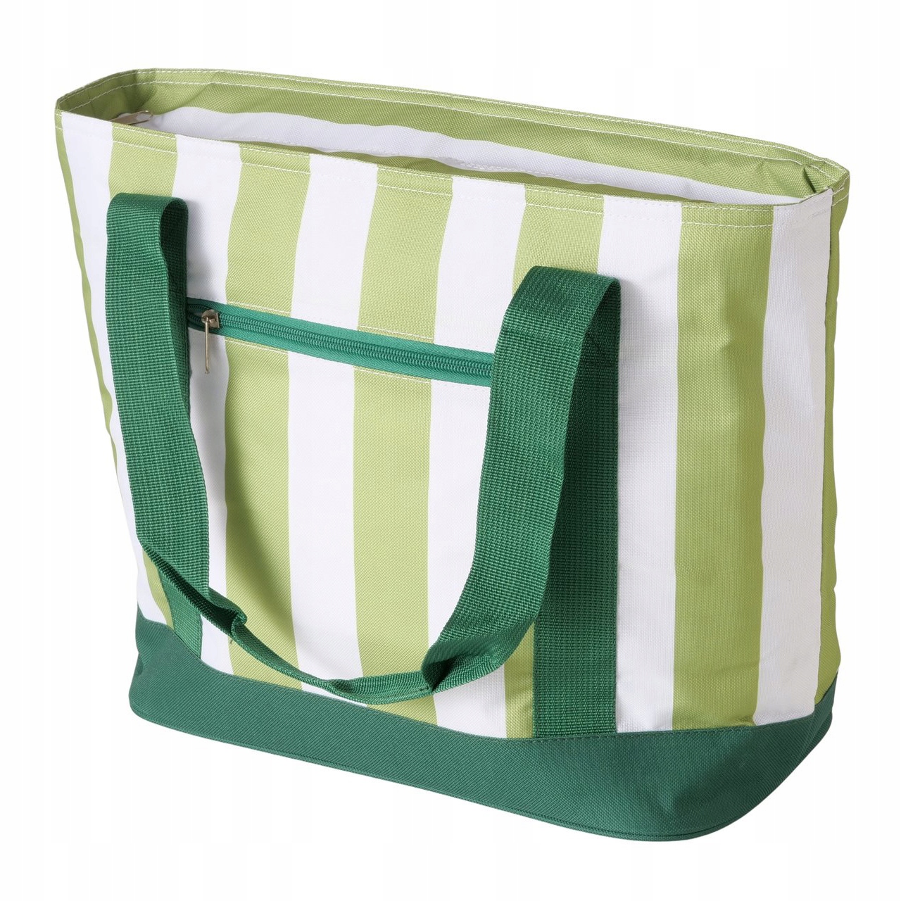 Torba Termiczna W Pasy Zielona Na Piknik Zakupy Cheerful 30X17X40 CM 15 L