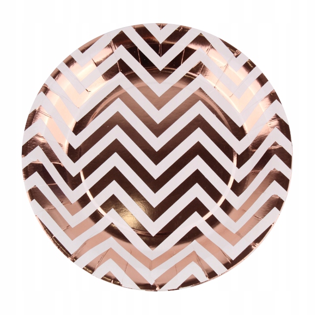 Talerzyki papierowe ROSE GOLD zygzak 18cm party