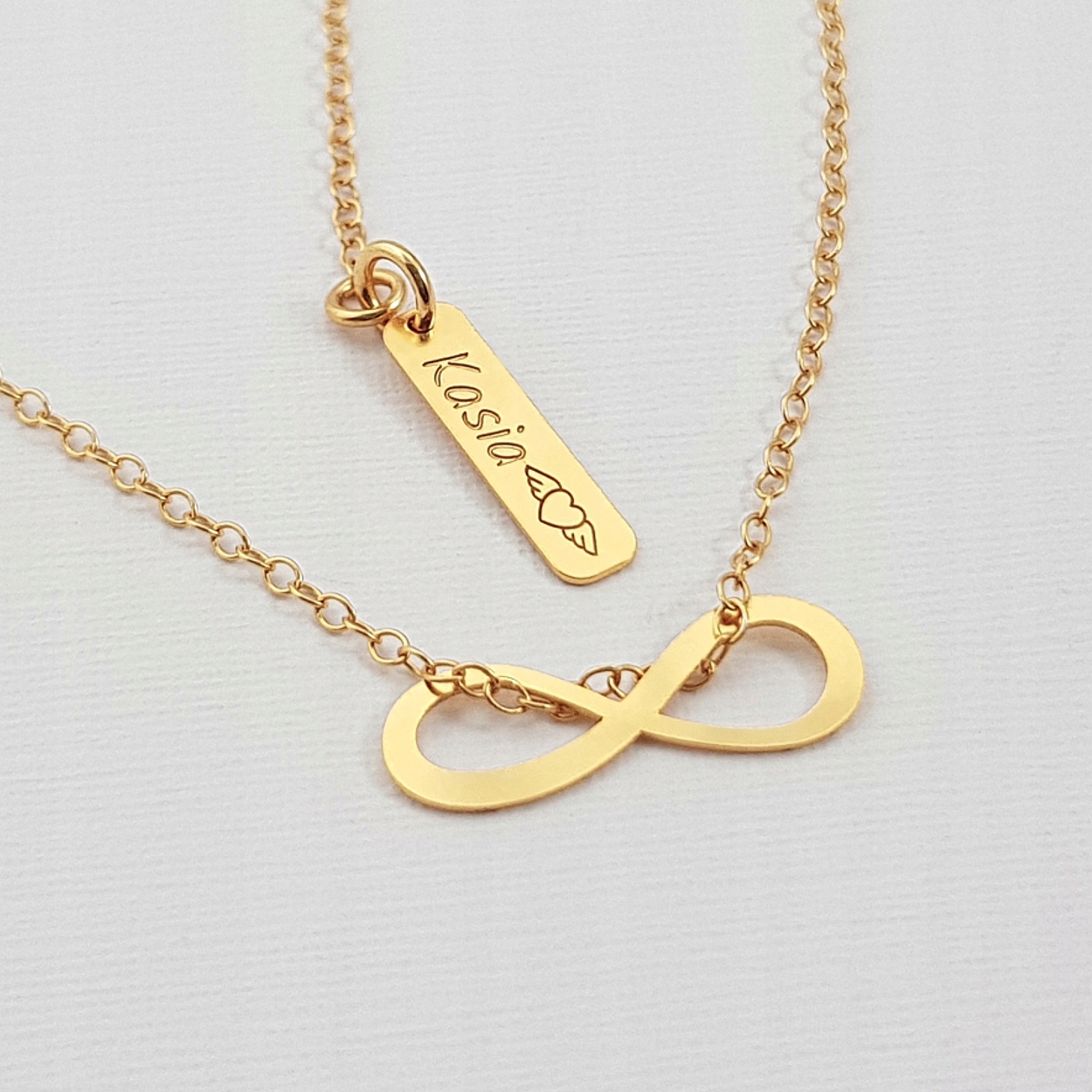 

Złoty naszyjnik Celebrytki nieskończoność Grawer