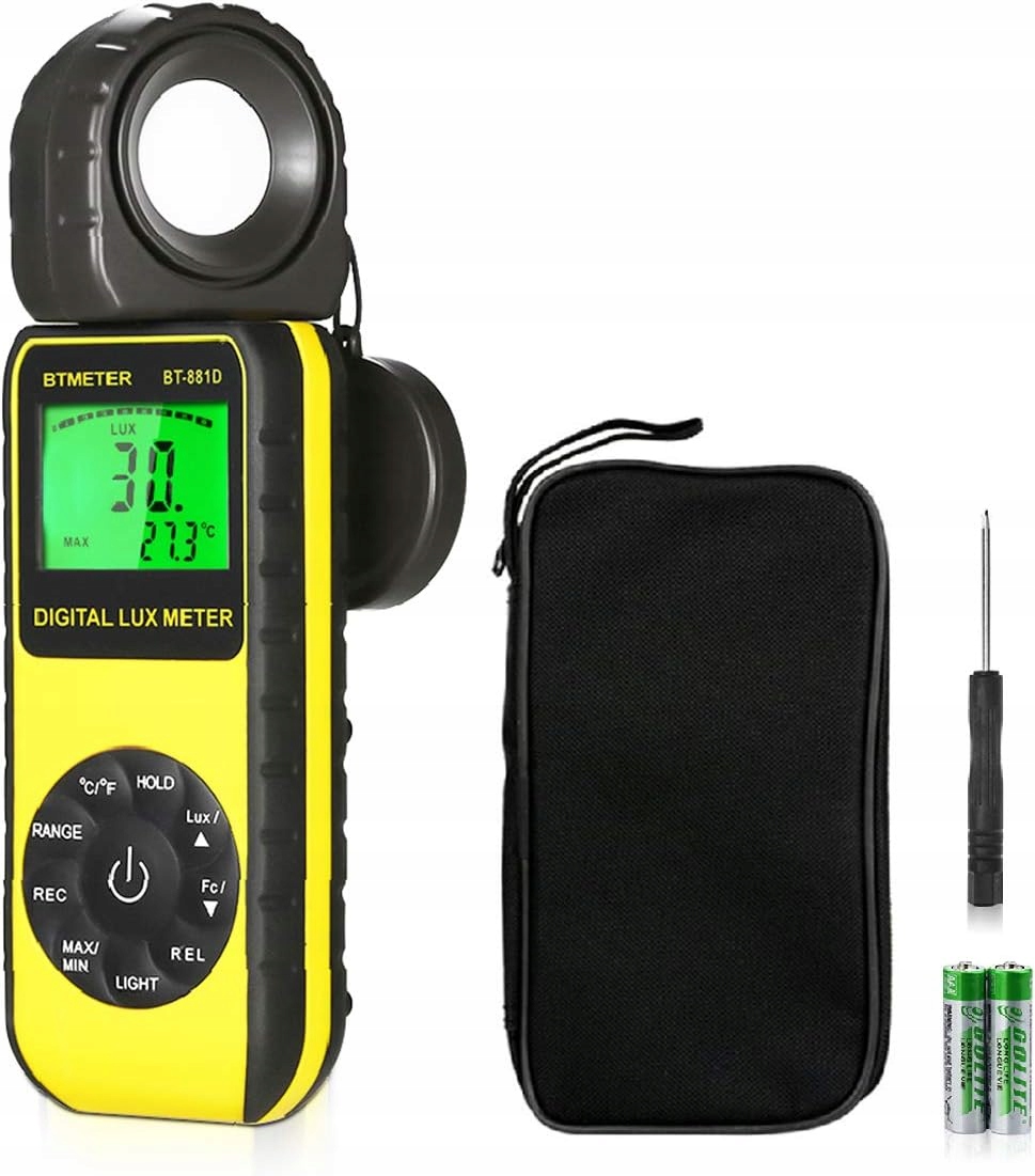 Luxmetr Btmeter BT-881D Měřič světla Lux 0-400000 Lux Snímač 270°