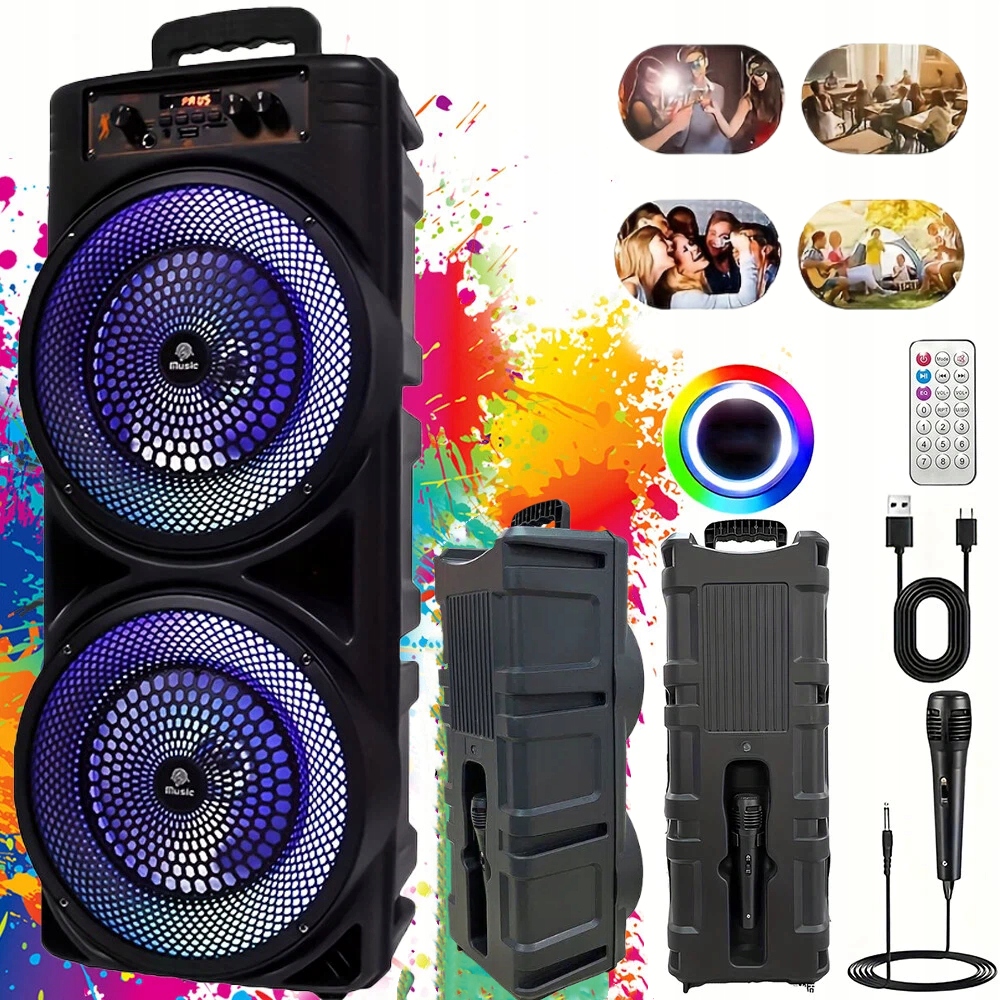 Głośnik Bluetooth Bezprzewodowa skrzynka muzyczna Duża z mikrofonem Led