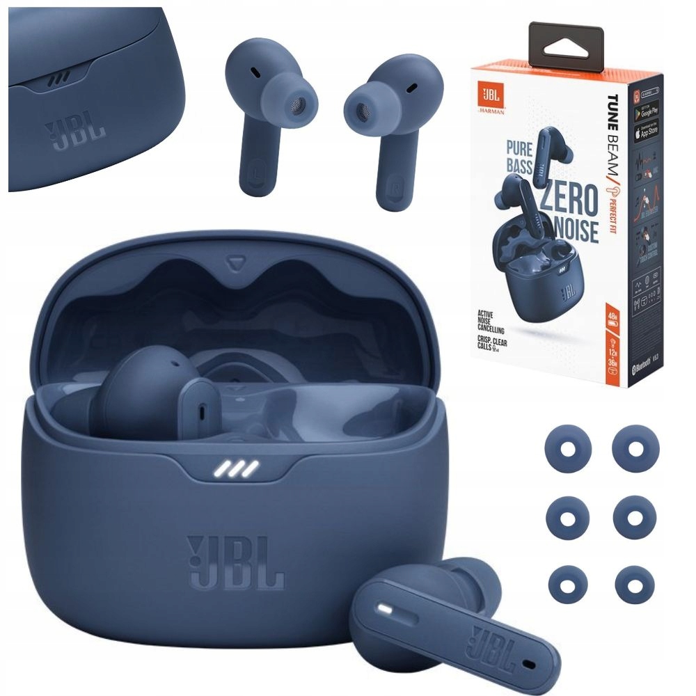 Słuchawki Bezprzewodowe Dokanałowe Jbl Tune Beam Anc Niebieskie
