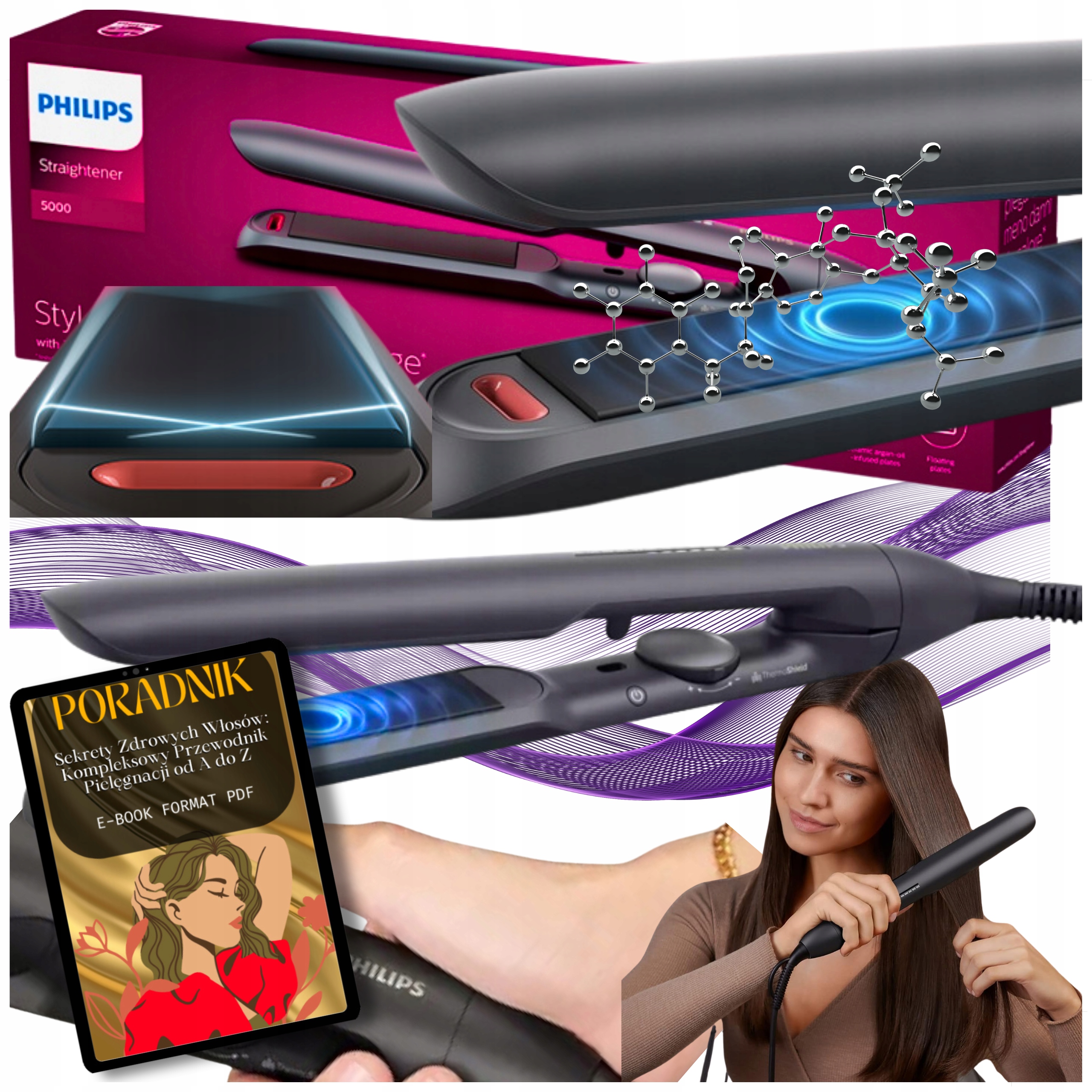 Prostownica Do Włosów Philips Ceramiczna Jonowa Jonizacja Profesjonalna!