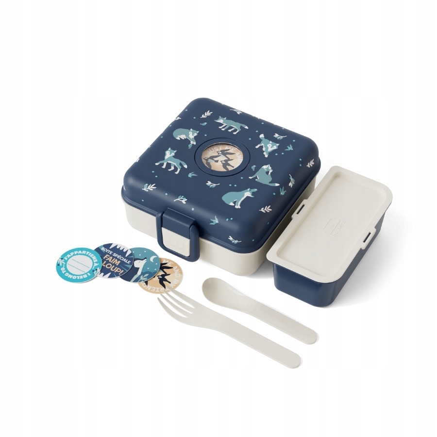 Dětský svačinový bento box na jídlo Snacky Monbento Blue Wolf