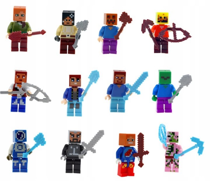 FIGURKI MINECRAFT 12szt AKCESORIA ZESTAW KLOCKI Marka bez marki